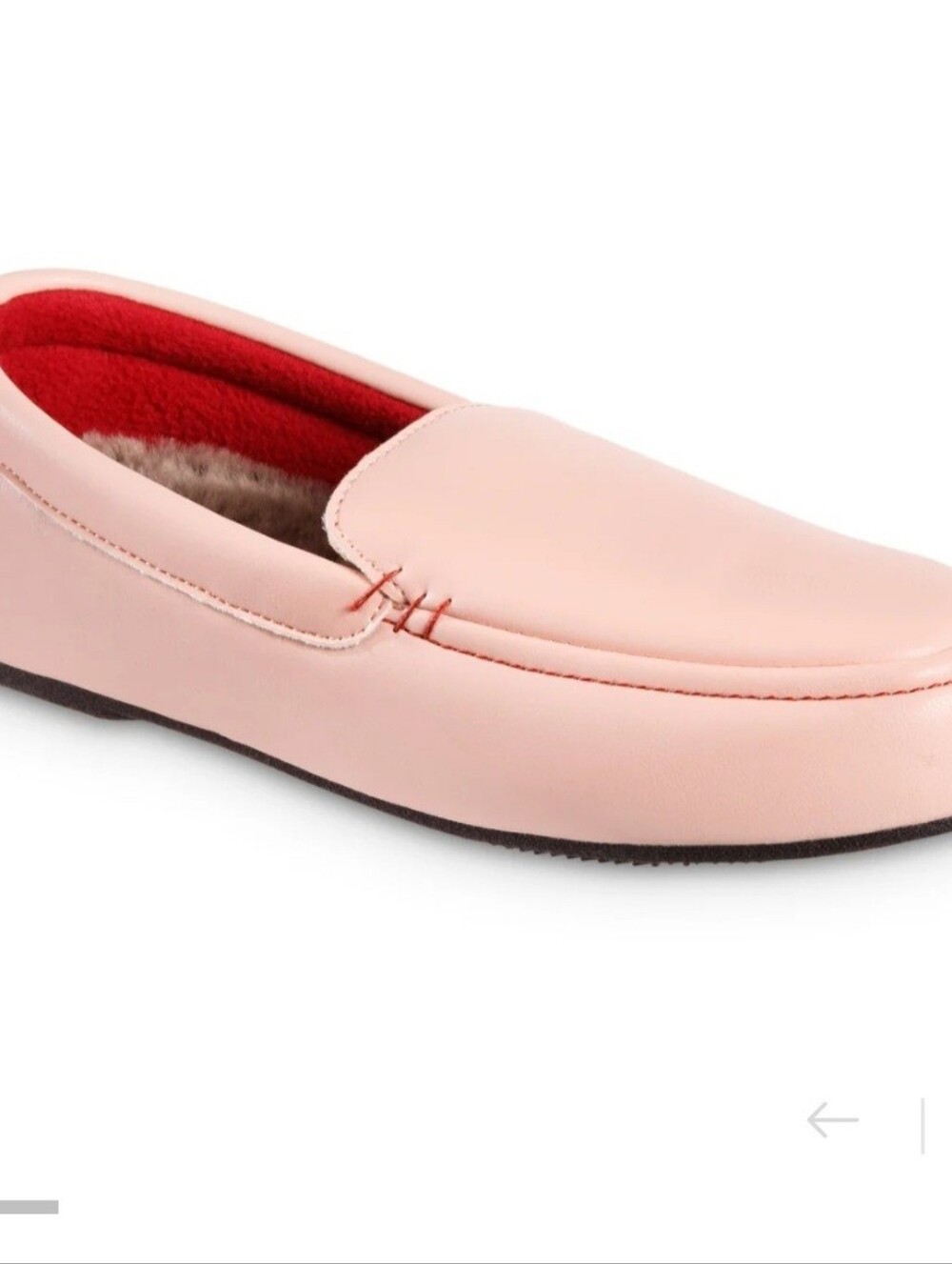 ISOTONER $70 Women's Vivienne Faux Fur Moccasin Slipper Pink Evening Sand NWT